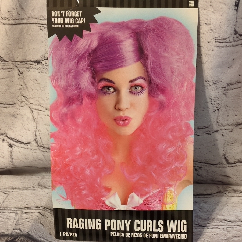 Amscan Raging Pony Curls Wig - Vibrant Pink